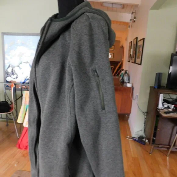 L.L. Bean Black Olive Long Sweater fleece zipper hoodie Petite XL - Picture 2 of 13